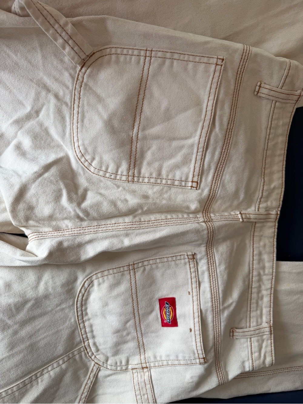 Dickies Off-White Canvas Utility Pants with Contrast Stitching